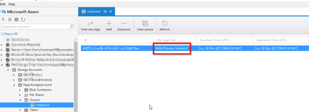 Azure Functions – Create Queue Trigger – Praveen Kumar Sreeram's Blog