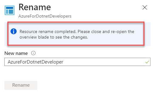 Application Insights - Overview - Rename Completed