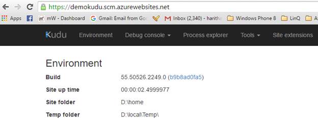 Azure App Service - Kudu - Environment