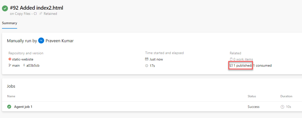 Azure DevOps - Build Pipelines - Published Artifact