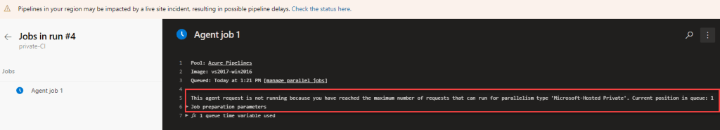 Azure DevOps - This agent request is not running because you have reached the maximum number of requests
